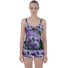 Lilac Bumble Bee Tie Front Two Piece Tankini