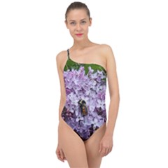 Lilac Bumble Bee Classic One Shoulder Swimsuit