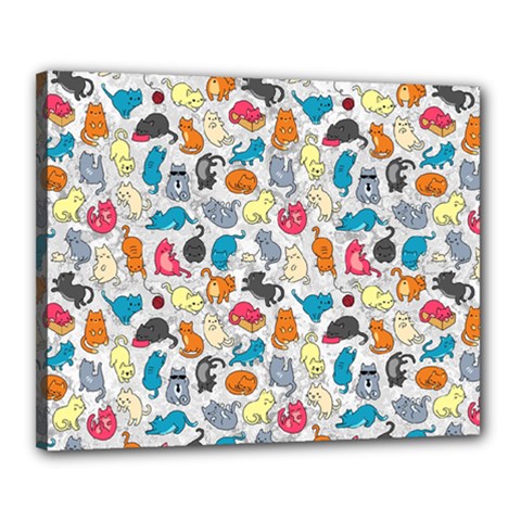 Funny Cute Colorful Cats Pattern Canvas 20  X 16  by EDDArt