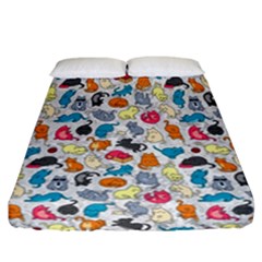 Funny Cute Colorful Cats Pattern Fitted Sheet (california King Size) by EDDArt