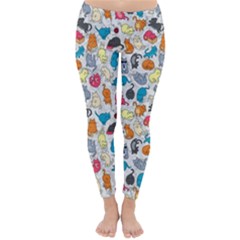 Funny Cute Colorful Cats Pattern Classic Winter Leggings by EDDArt