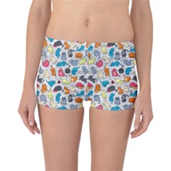 Funny Cute Colorful Cats Pattern Reversible Boyleg Bikini Bottoms