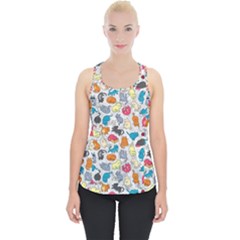 Funny Cute Colorful Cats Pattern Piece Up Tank Top