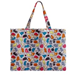 Funny Cute Colorful Cats Pattern Zipper Mini Tote Bag