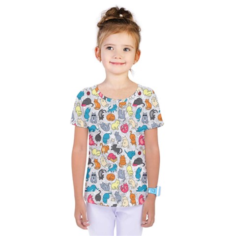 Funny Cute Colorful Cats Pattern Kids  One Piece Tee by EDDArt