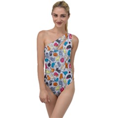 Funny Cute Colorful Cats Pattern To One Side Swimsuit