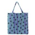 Footprints Cat Black On Batik Pattern Teal Violet Grocery Tote Bag View2