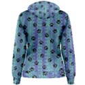 Footprints Cat Black On Batik Pattern Teal Violet Women s Pullover Hoodie View2