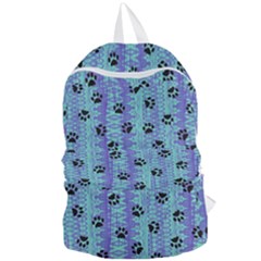 Footprints Cat Black On Batik Pattern Teal Violet Foldable Lightweight Backpack by EDDArt