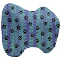 Footprints Cat Black On Batik Pattern Teal Violet Head Support Cushion View3