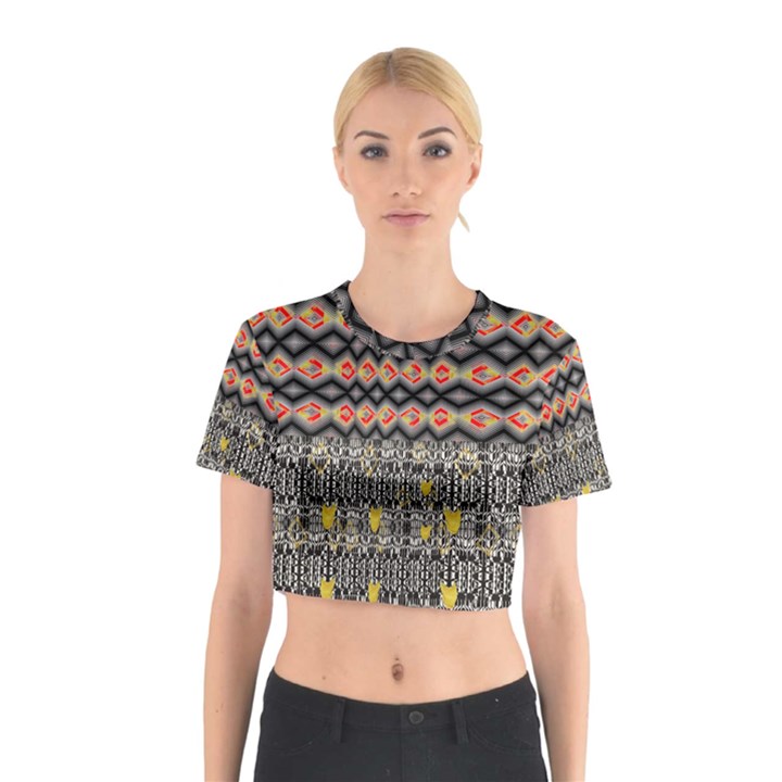 Red and geometric designs created by FlipStylez Designs Cotton Crop Top