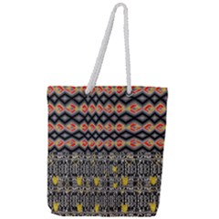 Red And Geometric Designs Created By Flipstylez Designs Full Print Rope Handle Tote (large) by flipstylezfashionsLLC