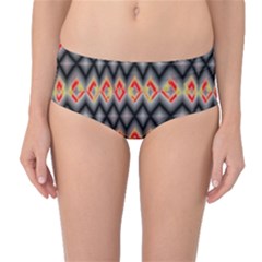 Red And Black Zig Zags  Mid-waist Bikini Bottoms