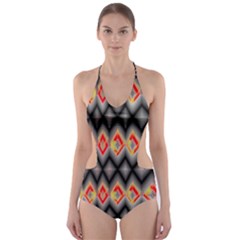 Red And Black Zig Zags  Cut-out One Piece Swimsuit by flipstylezfashionsLLC