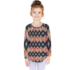 Red And Black Zig Zags  Kids  Long Sleeve Tee