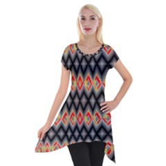 Red And Black Zig Zags  Short Sleeve Side Drop Tunic by flipstylezfashionsLLC