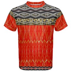 Creative Red And Black Geometric Design  Men s Cotton Tee