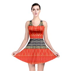 Creative Red And Black Geometric Design  Reversible Skater Dress