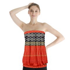 Creative Red And Black Geometric Design  Strapless Top by flipstylezfashionsLLC