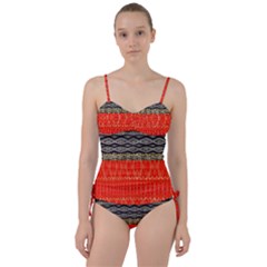 Creative Red And Black Geometric Design  Sweetheart Tankini Set by flipstylezfashionsLLC