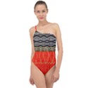 Creative red and black geometric design  Classic One Shoulder Swimsuit View1