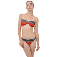 Creative Red And Black Geometric Design  Classic Bandeau Bikini Set by flipstylezfashionsLLC