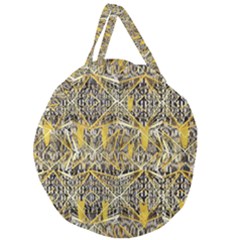 Gold And Black Geometric Designs Created By Flipstylez Designs Giant Round Zipper Tote by flipstylezfashionsLLC