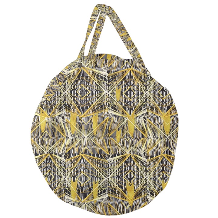 Gold and black geometric designs created by FlipStylez Designs Giant Round Zipper Tote