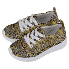 Gold And Black Geometric Designs Created By Flipstylez Designs Kids  Lightweight Sports Shoes by flipstylezfashionsLLC