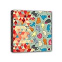 Hipster Triangles And Funny Cats Cut Pattern Mini Canvas 4  x 4  View1