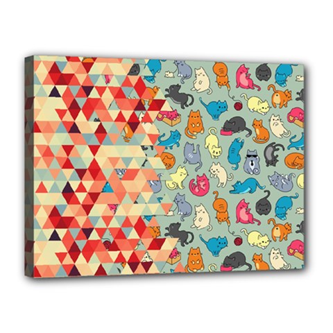 Hipster Triangles And Funny Cats Cut Pattern Canvas 16  X 12  by EDDArt