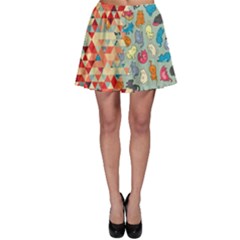 Hipster Triangles And Funny Cats Cut Pattern Skater Skirt by EDDArt