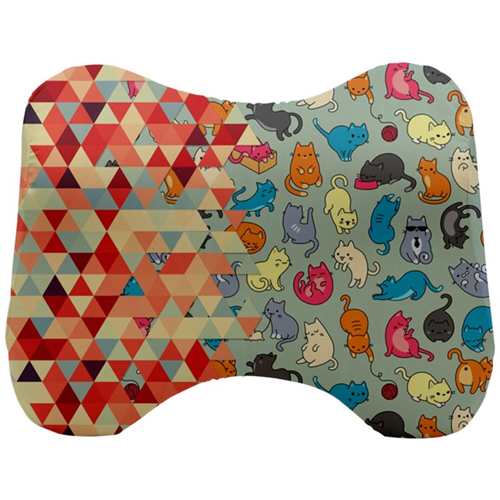 Hipster Triangles And Funny Cats Cut Pattern Head Support Cushion