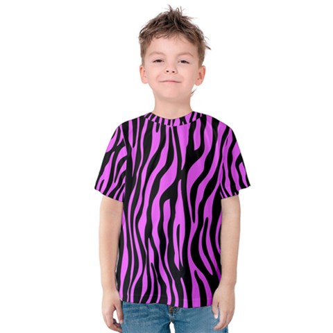 Zebra Stripes Pattern Trend Colors Black Pink Kids  Cotton Tee by EDDArt