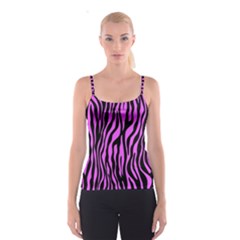 Zebra Stripes Pattern Trend Colors Black Pink Spaghetti Strap Top by EDDArt