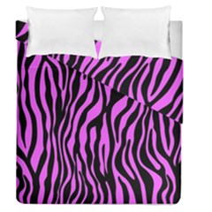 Zebra Stripes Pattern Trend Colors Black Pink Duvet Cover Double Side (queen Size) by EDDArt