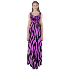 Zebra Stripes Pattern Trend Colors Black Pink Empire Waist Maxi Dress by EDDArt