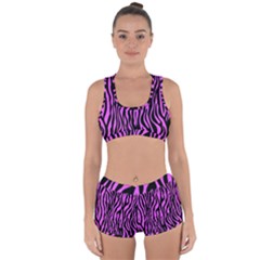 Zebra Stripes Pattern Trend Colors Black Pink Racerback Boyleg Bikini Set by EDDArt