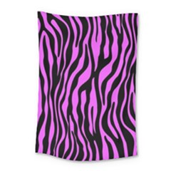 Zebra Stripes Pattern Trend Colors Black Pink Small Tapestry by EDDArt