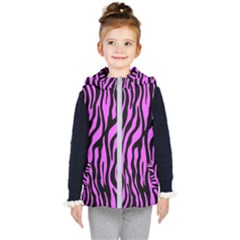 Zebra Stripes Pattern Trend Colors Black Pink Kid s Hooded Puffer Vest by EDDArt