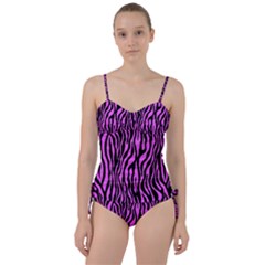 Zebra Stripes Pattern Trend Colors Black Pink Sweetheart Tankini Set by EDDArt