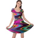 Multicolored Wave Distortion Zigzag Chevrons Cap Sleeve Dress View1