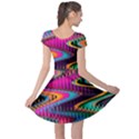 Multicolored Wave Distortion Zigzag Chevrons Cap Sleeve Dress View2