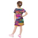 Multicolored Wave Distortion Zigzag Chevrons Kids  Short Sleeve Velvet Dress View2