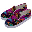 Multicolored Wave Distortion Zigzag Chevrons Kids  Canvas Slip Ons View2