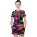 Multicolored Wave Distortion Zigzag Chevrons Women s Tee and Shorts Set View1