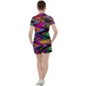 Multicolored Wave Distortion Zigzag Chevrons Women s Tee and Shorts Set View2