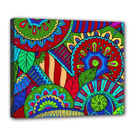 Pop Art Paisley Flowers Ornaments Multicolored 2 Deluxe Canvas 24  X 20   by EDDArt