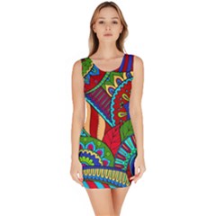 Pop Art Paisley Flowers Ornaments Multicolored 2 Bodycon Dress by EDDArt