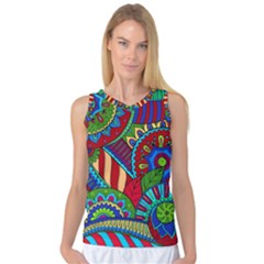 Pop Art Paisley Flowers Ornaments Multicolored 2 Women s Basketball Tank Top by EDDArt